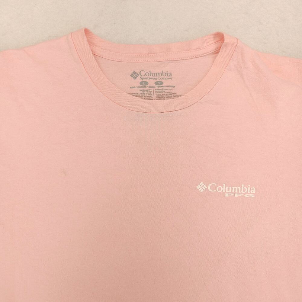 Columbia Short Sleeve Crew Neck Graphic T Shirt Mens Size Large L Pink